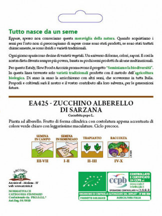 Zucchino Alberello Di Sarzana - Sementi Biologiche