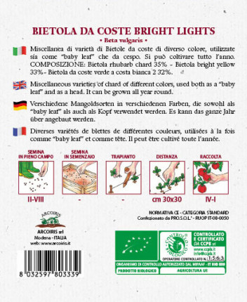 Bietola In Mix Di Colori Bright Lights - Sementi Biologiche