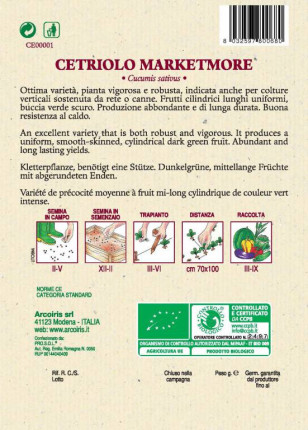 Slicing Cucumber Marketmore - Organic  Seeds