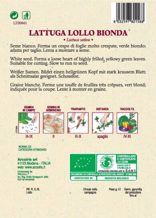 Lettuce Lollo Bionda - Organic Seeds
