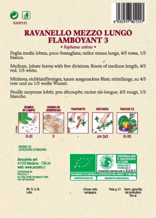 Radish Mezzo Lungo Flamboyant 3 -  Organic Seeds